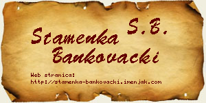 Stamenka Bankovački vizit kartica
